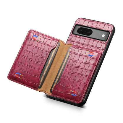 For Google Pixel 7 5G Crocodile Texture Card Bag Design Full Coverage Phone Case(Red) - Google Cases by buy2fix | Online Shopping UK | buy2fix