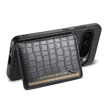 For Google Pixel 10 Pro / 10 Crocodile Texture Card Bag Design Full Coverage Phone Case(Black) - Google Cases by buy2fix | Online Shopping UK | buy2fix