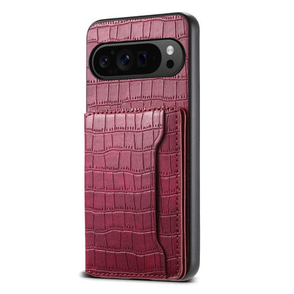 For Google Pixel 10 Pro / 10 Crocodile Texture Card Bag Design Full Coverage Phone Case(Red) - Google Cases by buy2fix | Online Shopping UK | buy2fix