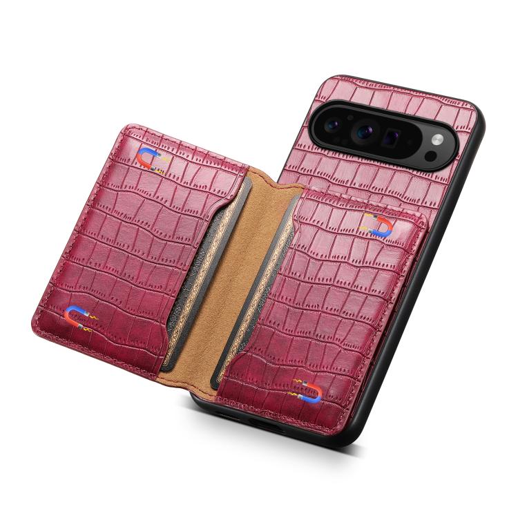 For Google Pixel 10 Pro / 10 Crocodile Texture Card Bag Design Full Coverage Phone Case(Red) - Google Cases by buy2fix | Online Shopping UK | buy2fix