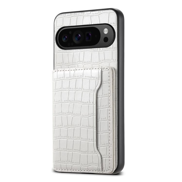 For Google Pixel 10 Pro / 10 Crocodile Texture Card Bag Design Full Coverage Phone Case(White) - Google Cases by buy2fix | Online Shopping UK | buy2fix