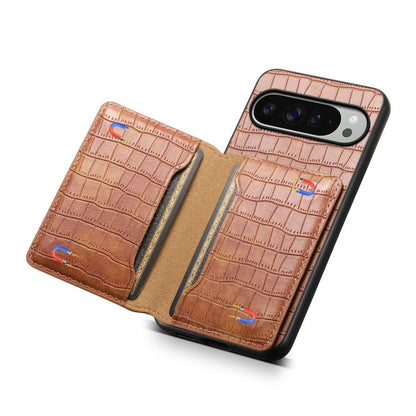 For Google Pixel 10 Pro XL Crocodile Texture Card Bag Design Full Coverage Phone Case(Brown) - Google Cases by buy2fix | Online Shopping UK | buy2fix