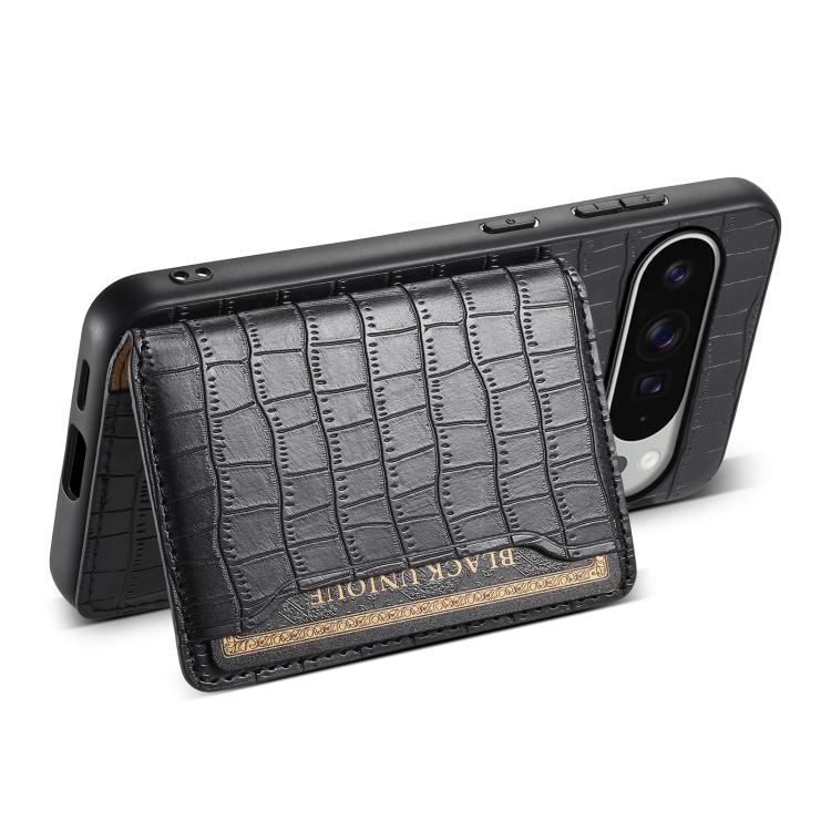 For Google Pixel 10 Pro XL Crocodile Texture Card Bag Design Full Coverage Phone Case(Black) - Google Cases by buy2fix | Online Shopping UK | buy2fix