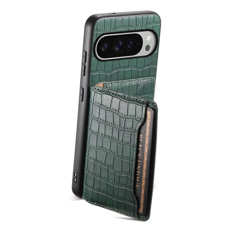 For Google Pixel 10 Pro XL Crocodile Texture Card Bag Design Full Coverage Phone Case(Green) - Google Cases by buy2fix | Online Shopping UK | buy2fix