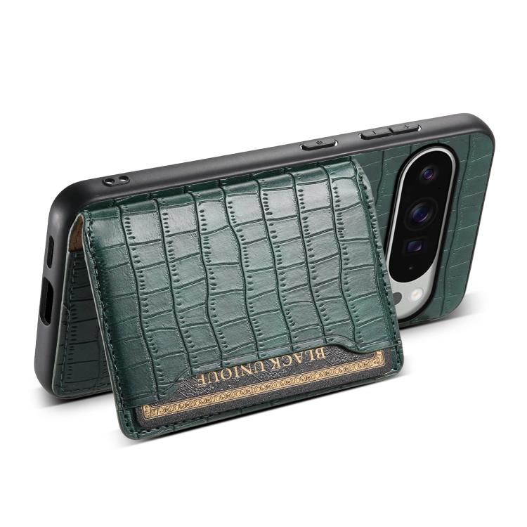 For Google Pixel 10 Pro XL Crocodile Texture Card Bag Design Full Coverage Phone Case(Green) - Google Cases by buy2fix | Online Shopping UK | buy2fix