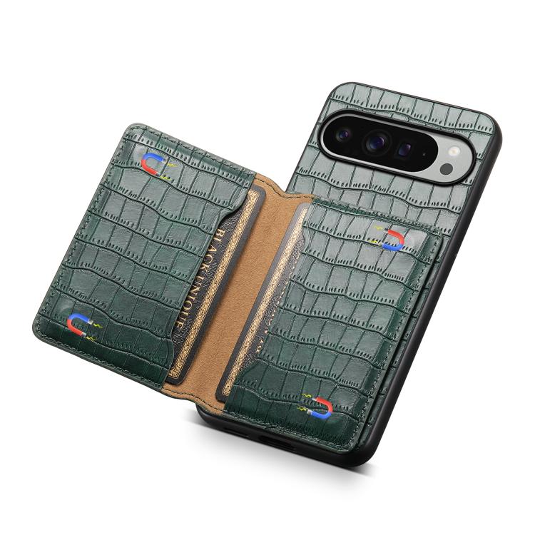 For Google Pixel 10 Pro XL Crocodile Texture Card Bag Design Full Coverage Phone Case(Green) - Google Cases by buy2fix | Online Shopping UK | buy2fix