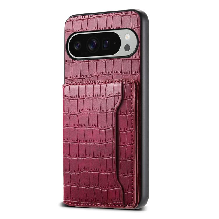 For Google Pixel 10 Pro XL Crocodile Texture Card Bag Design Full Coverage Phone Case(Red) - Google Cases by buy2fix | Online Shopping UK | buy2fix