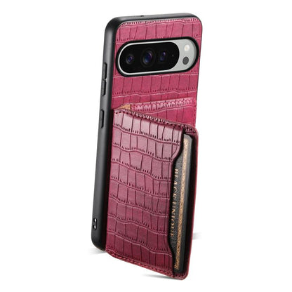 For Google Pixel 10 Pro XL Crocodile Texture Card Bag Design Full Coverage Phone Case(Red) - Google Cases by buy2fix | Online Shopping UK | buy2fix