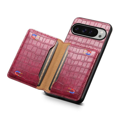 For Google Pixel 10 Pro XL Crocodile Texture Card Bag Design Full Coverage Phone Case(Red) - Google Cases by buy2fix | Online Shopping UK | buy2fix