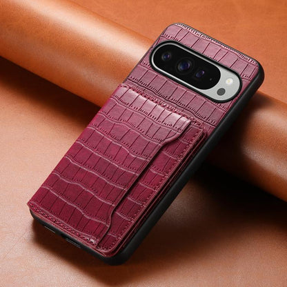 For Google Pixel 10 Pro XL Crocodile Texture Card Bag Design Full Coverage Phone Case(Red) - Google Cases by buy2fix | Online Shopping UK | buy2fix