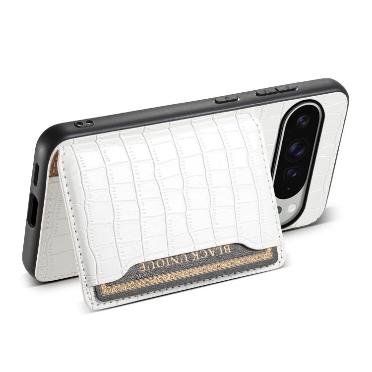 For Google Pixel 10 Pro XL Crocodile Texture Card Bag Design Full Coverage Phone Case(White) - Google Cases by buy2fix | Online Shopping UK | buy2fix