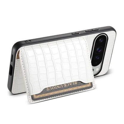 For Google Pixel 10 Pro XL Crocodile Texture Card Bag Design Full Coverage Phone Case(White) - Google Cases by buy2fix | Online Shopping UK | buy2fix