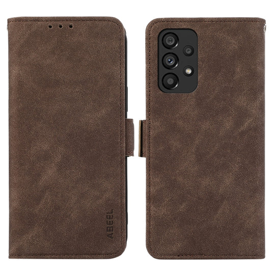 For Samsung Galaxy A52 5G / 4G ABEEL Frosted Magnetic RFID Leather Phone Case(Brown)