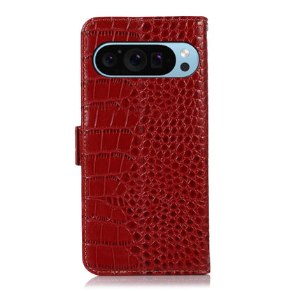 For Google Pixel 9 Crocodile Top Layer Cowhide Leather Phone Case(Red) - Google Cases by buy2fix | Online Shopping UK | buy2fix