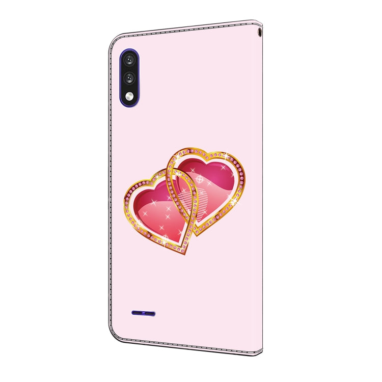 For LG K22/K22 + Crystal Painted Leather Phone case(Love Peach) - LG by buy2fix | Online Shopping UK | buy2fix