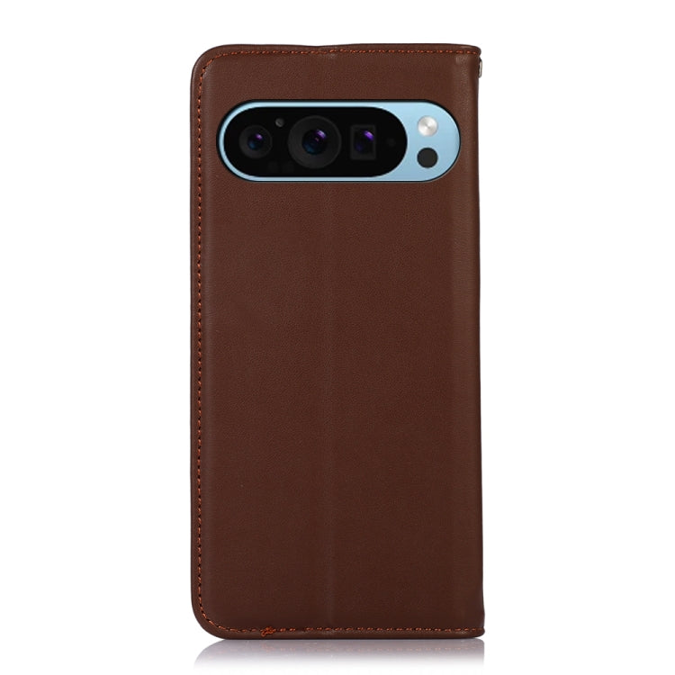 For Google Pixel 9 KHAZNEH Nappa Top Layer Cowhide Leather Phone Case(Brown) - Google Cases by buy2fix | Online Shopping UK | buy2fix