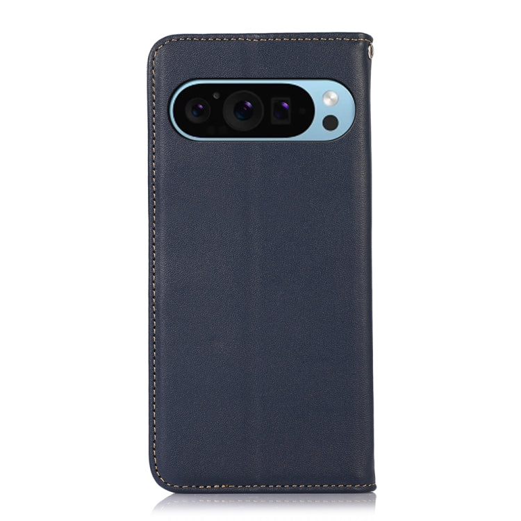 For Google Pixel 9 KHAZNEH Nappa Top Layer Cowhide Leather Phone Case(Blue) - Google Cases by buy2fix | Online Shopping UK | buy2fix