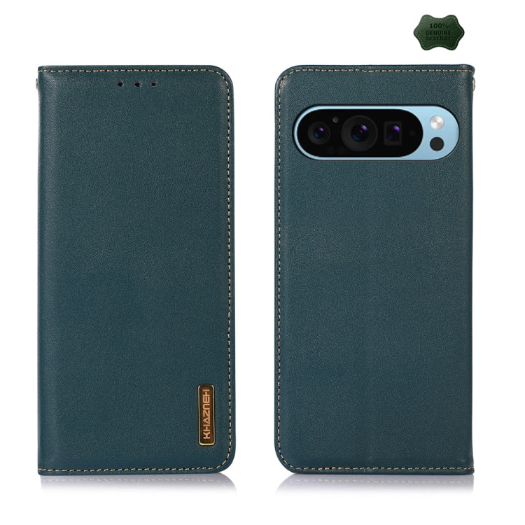 For Google Pixel 10 / 9 KHAZNEH Nappa Top Layer Cowhide Leather Phone Case(Green) by buy2fix