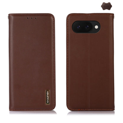 For Google Pixel 9a KHAZNEH Nappa Top Layer Cowhide Leather Phone Case(Brown) - Google Cases by buy2fix | Online Shopping UK | buy2fix