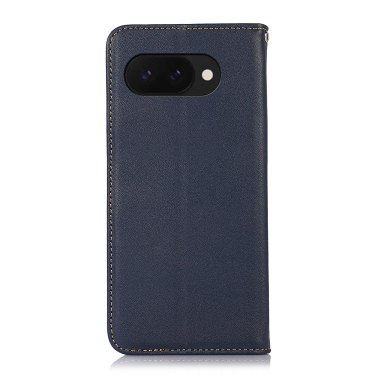 For Google Pixel 9a KHAZNEH Nappa Top Layer Cowhide Leather Phone Case(Blue) - Google Cases by buy2fix | Online Shopping UK | buy2fix