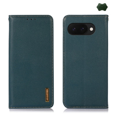 For Google Pixel 9a KHAZNEH Nappa Top Layer Cowhide Leather Phone Case(Green) - Google Cases by buy2fix | Online Shopping UK | buy2fix