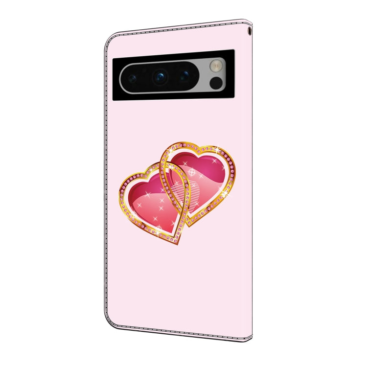 For Google Pixel 9 Crystal Painted Leather Phone case(Love Peach) by buy2fix