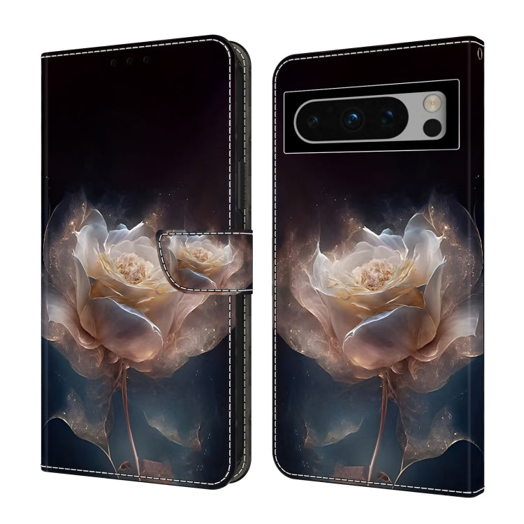 For Google Pixel 9 Crystal Painted Leather Phone case(Peony) - Google Cases by buy2fix | Online Shopping UK | buy2fix