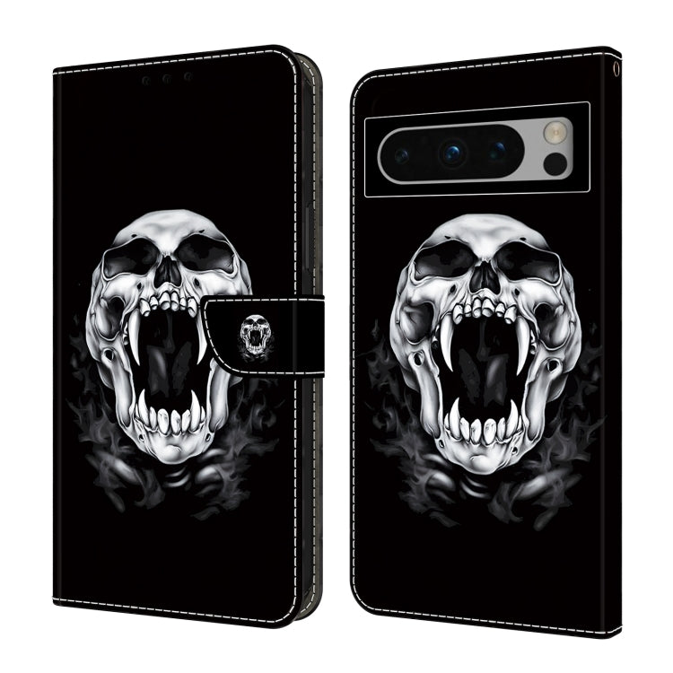 For Google Pixel 9 Pro Crystal Painted Leather Phone case(Skull) by buy2fix