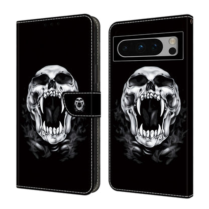 For Google Pixel 9 Pro Crystal Painted Leather Phone case(Skull) by buy2fix