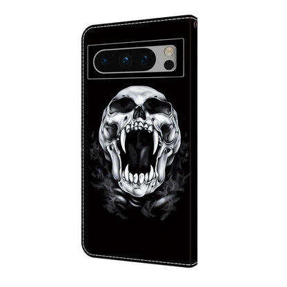 For Google Pixel 9 Pro Crystal Painted Leather Phone case(Skull) by buy2fix