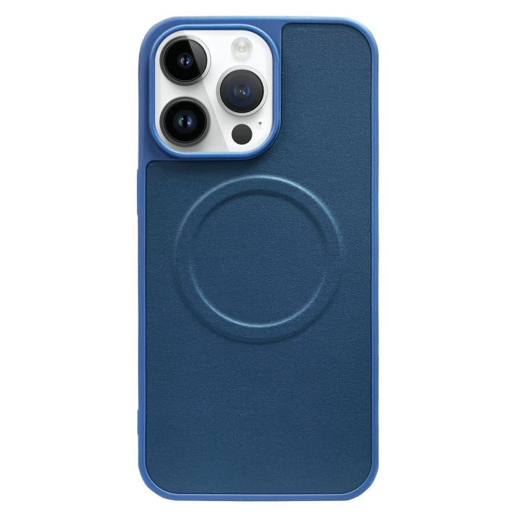 For iPhone 14 Pro Max 2 in 1 MagSafe Magnetic Silicone Leather Phone Case(Blue) - iPhone 14 Pro Max Cases by buy2fix | Online Shopping UK | buy2fix