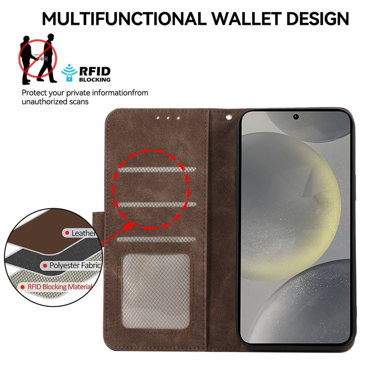 For Samsung Galaxy S20 FE ABEEL Color Block Magnetic RFID Leather Phone Case(Brown-Blue) by buy2fix
