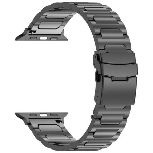 For Apple Watch Ultra 49mm I-Shaped Titanium Metal Watch Band(Black) by buy2fix
