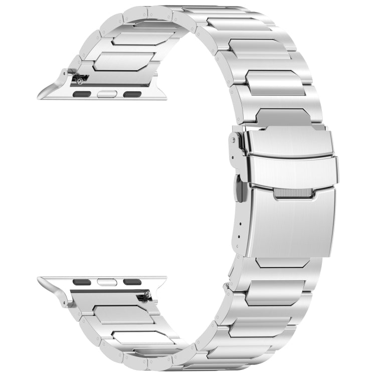 For Apple Watch Series 7 41mm I-Shaped Titanium Metal Watch Band(Mirror Silver) by buy2fix