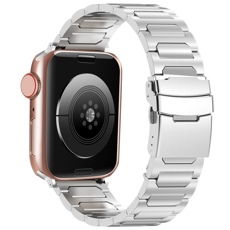 For Apple Watch Series 7 41mm I-Shaped Titanium Metal Watch Band(Mirror Silver) by buy2fix