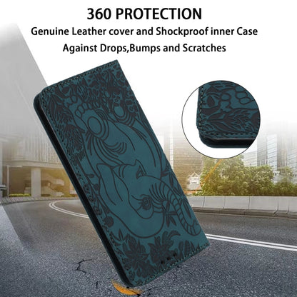 For iPhone 16 Pro Retro Elephant Embossed Leather Phone Case(Green) - iPhone 16 Pro Cases by buy2fix | Online Shopping UK | buy2fix