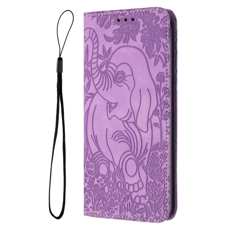 For iPhone 16 Retro Elephant Embossed Leather Phone Case(Purple) - iPhone 16 Cases by buy2fix | Online Shopping UK | buy2fix