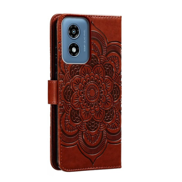 For Motorola Moto G Play 2024 Sun Mandala Embossing Pattern Phone Leather Case(Brown) - Motorola Cases by buy2fix | Online Shopping UK | buy2fix