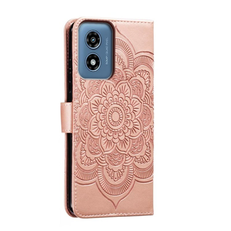 For Motorola Moto G Play 2024 Sun Mandala Embossing Pattern Phone Leather Case(Rose Gold) - Motorola Cases by buy2fix | Online Shopping UK | buy2fix