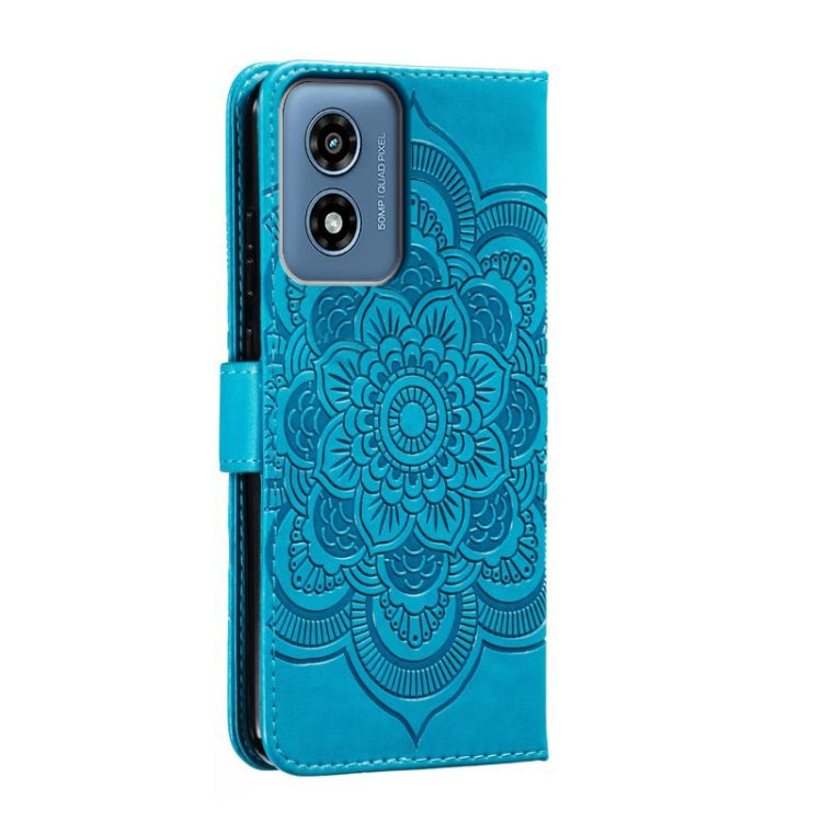 For Motorola Moto G Play 2024 Sun Mandala Embossing Pattern Phone Leather Case(Blue) - Motorola Cases by buy2fix | Online Shopping UK | buy2fix