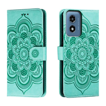 For Motorola Moto G Play 2024 Sun Mandala Embossing Pattern Phone Leather Case(Green) - Motorola Cases by buy2fix | Online Shopping UK | buy2fix