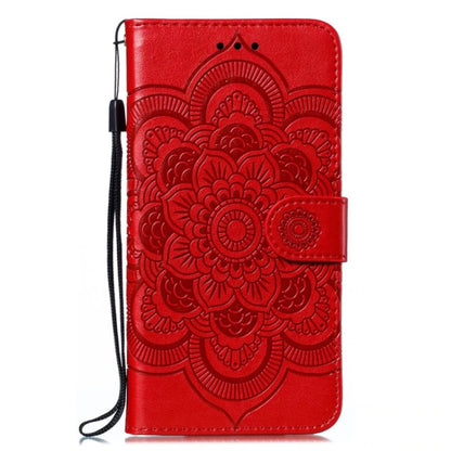 For Samsung Galaxy A55 Sun Mandala Embossing Pattern Phone Leather Case(Red) - Galaxy Phone Cases by buy2fix | Online Shopping UK | buy2fix