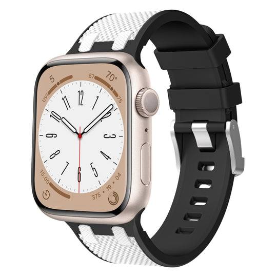 For Apple Watch Series 3 42mm Oak Silicone Watch Band(Black White)