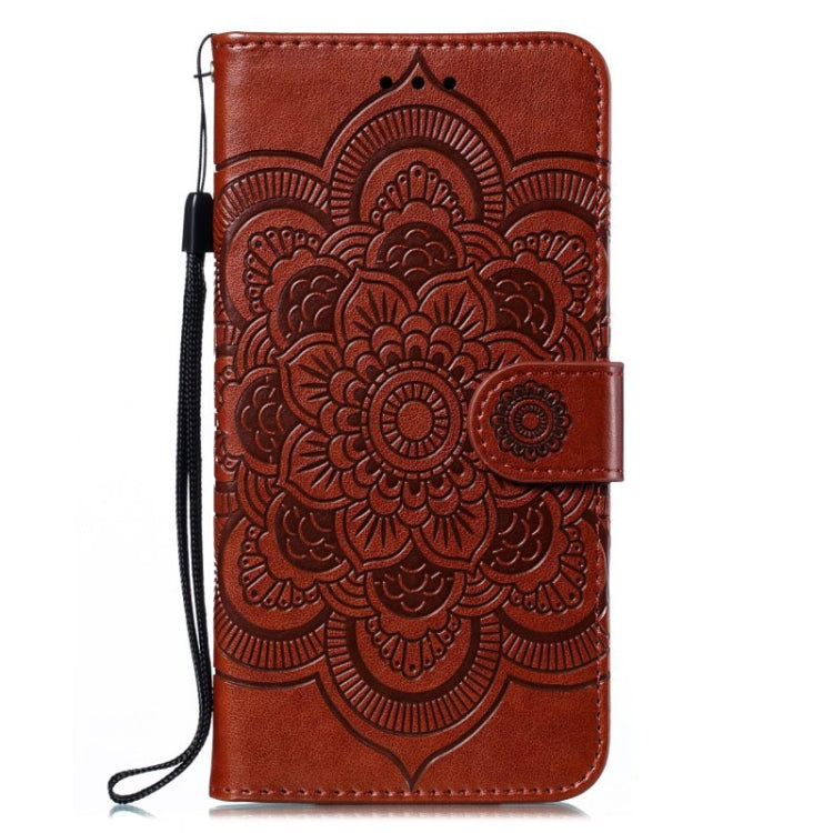 For OnePlus 11 Sun Mandala Embossing Pattern Phone Leather Case(Brown) - OnePlus Cases by buy2fix | Online Shopping UK | buy2fix