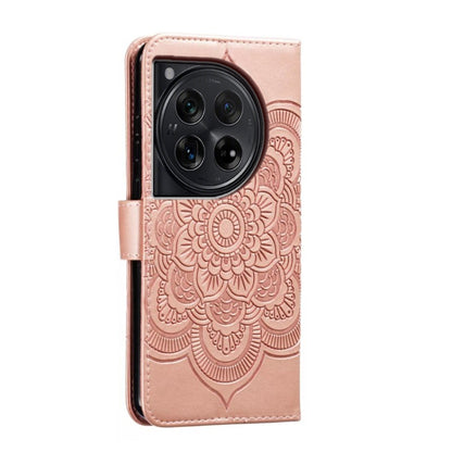 For OnePlus 12 Sun Mandala Embossing Pattern Phone Leather Case(Rose Gold) by buy2fix