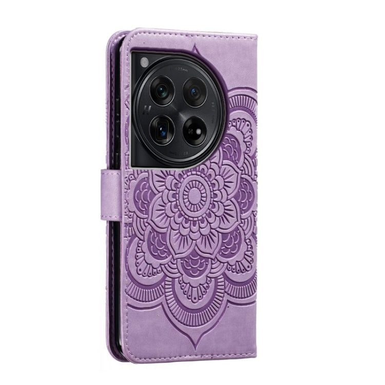 For OnePlus 12 Sun Mandala Embossing Pattern Phone Leather Case(Purple) by buy2fix