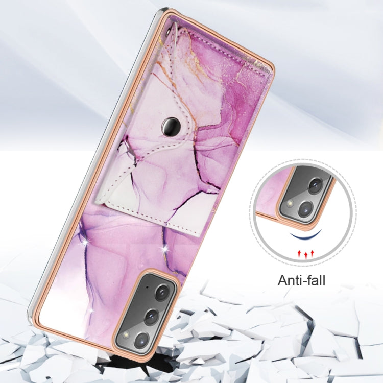 For Samsung Galaxy Note20 Marble Pattern IMD Card Slot Phone Case(Pink Purple Gold) - Galaxy Note20 Cases by buy2fix | Online Shopping UK | buy2fix