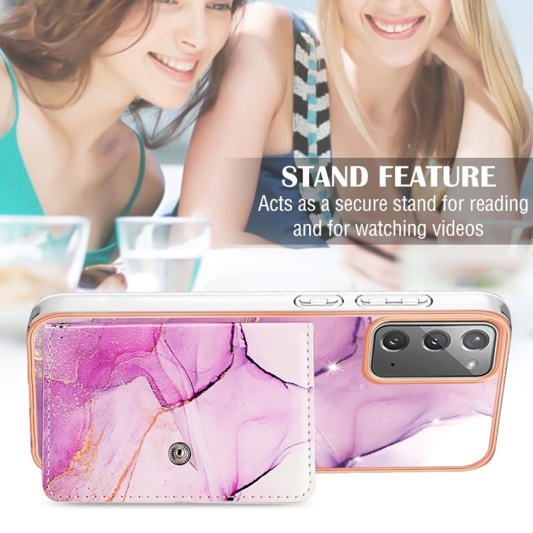 For Samsung Galaxy Note20 Marble Pattern IMD Card Slot Phone Case(Pink Purple Gold) - Galaxy Note20 Cases by buy2fix | Online Shopping UK | buy2fix