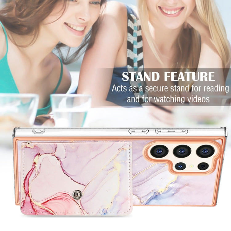 For Samsung Galaxy S23 Ultra 5G Marble Pattern IMD Card Slot Phone Case(Rose Gold) - Galaxy S23 Ultra 5G Cases by buy2fix | Online Shopping UK | buy2fix