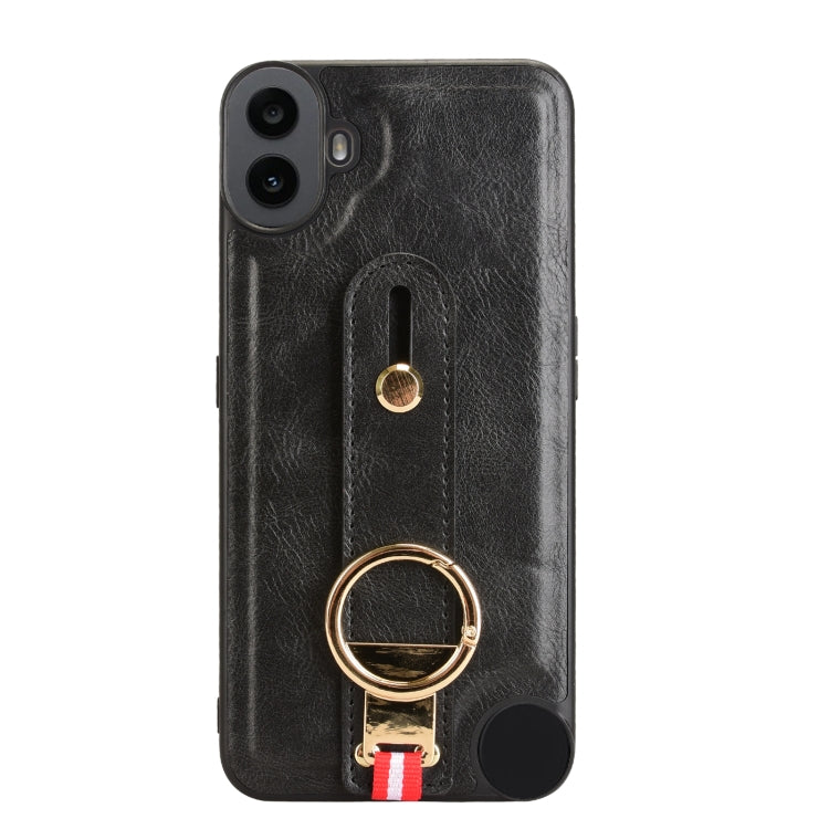 For Nothing CMF Phone 1 Wristband Leather Back Phone Case(Black) - More Brand by buy2fix | Online Shopping UK | buy2fix